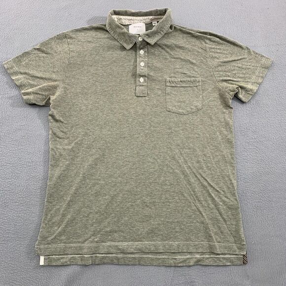 Billy Reid Polo Shirt Mens Large Green Pocket Cotton Blend Soft Casual Made Peru - Picture 1 of 12